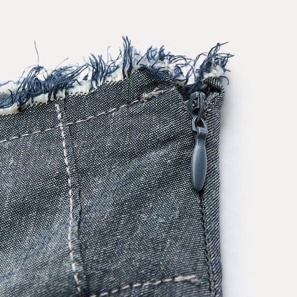 NWT. Zara ZW Collection Blue/Gray Pleated High-Waist Midi Skirt. Size L. - Picture 7 of 12